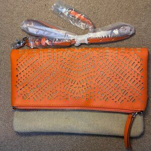 Stella and Dot Orange 3 way crossbody bag with strap